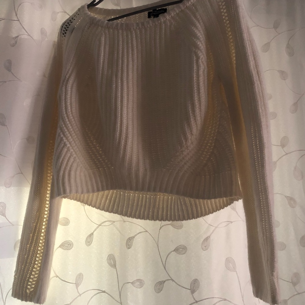 White Knit Long Sleeve Top (size S)